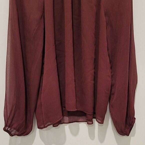 JOIE LImited Edition smocked neck wine blouse Size L - Picture 10 of 16